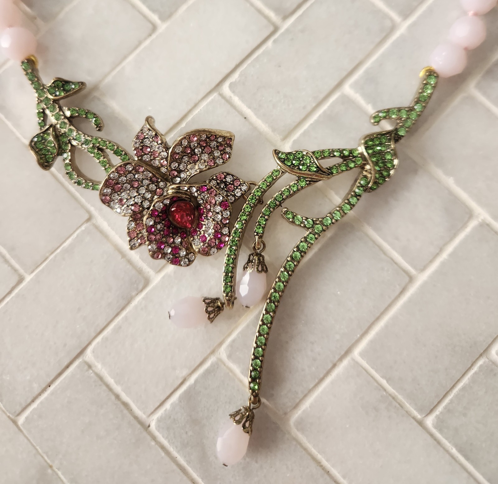 Heidi Daus Inspired Pink Floral Necklace