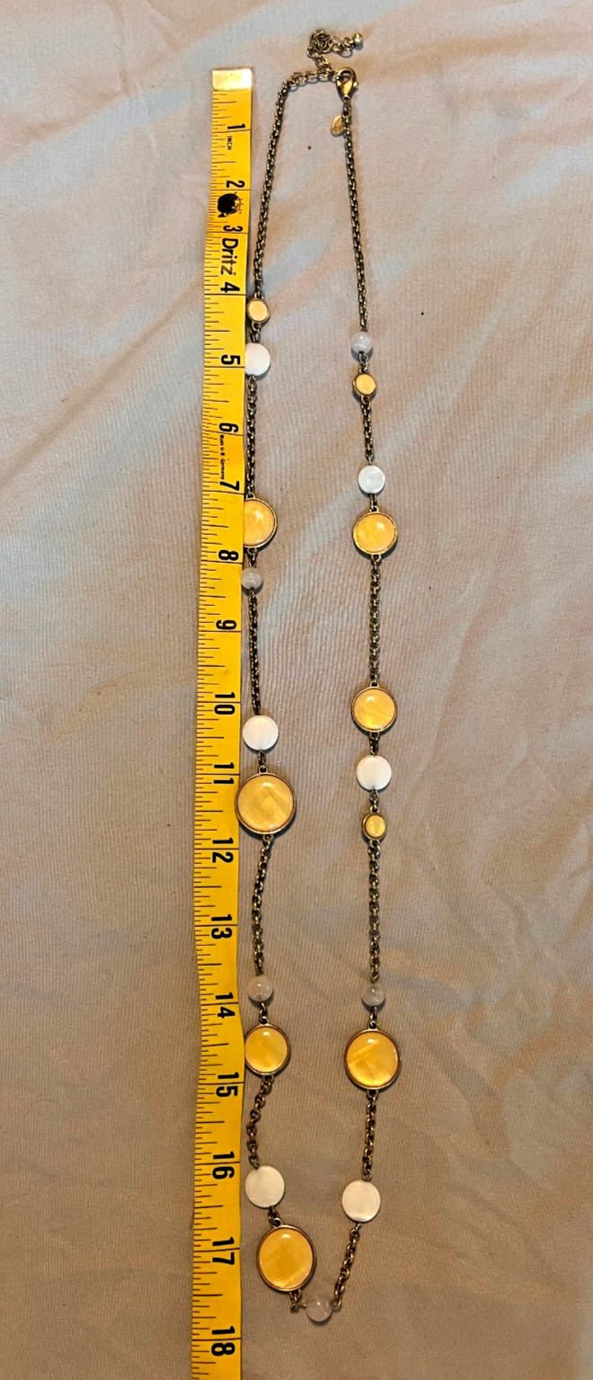 Lia Sophia Necklace Gold Tone Multicolor Glass Beaded Station Long 30″