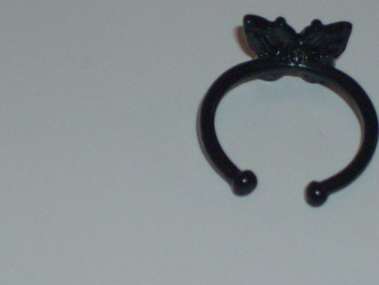 Unique Black Openwork Mini Butterfly Ring- Size 6.5- 1 Piece