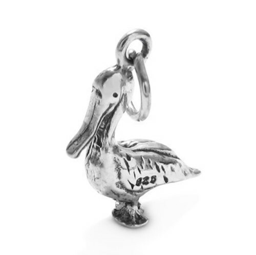 925 Sterling Silver 3D Pelican Charm