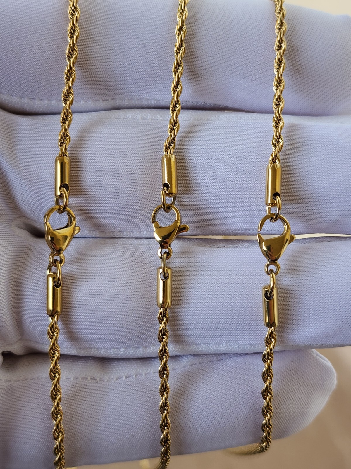 Stainless Steel Gold Plated Rope Chain 2mm Hip Hop Jewelry Unisex, Women, Men