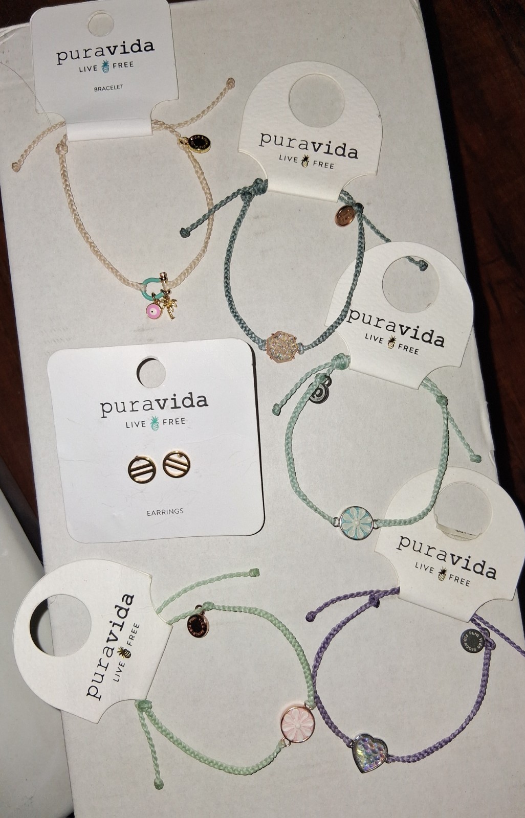 Pura Vida Lot Of 5 Bracelets & 1 Earring- NWT! FLOWERS, GEODES, PALM TREE