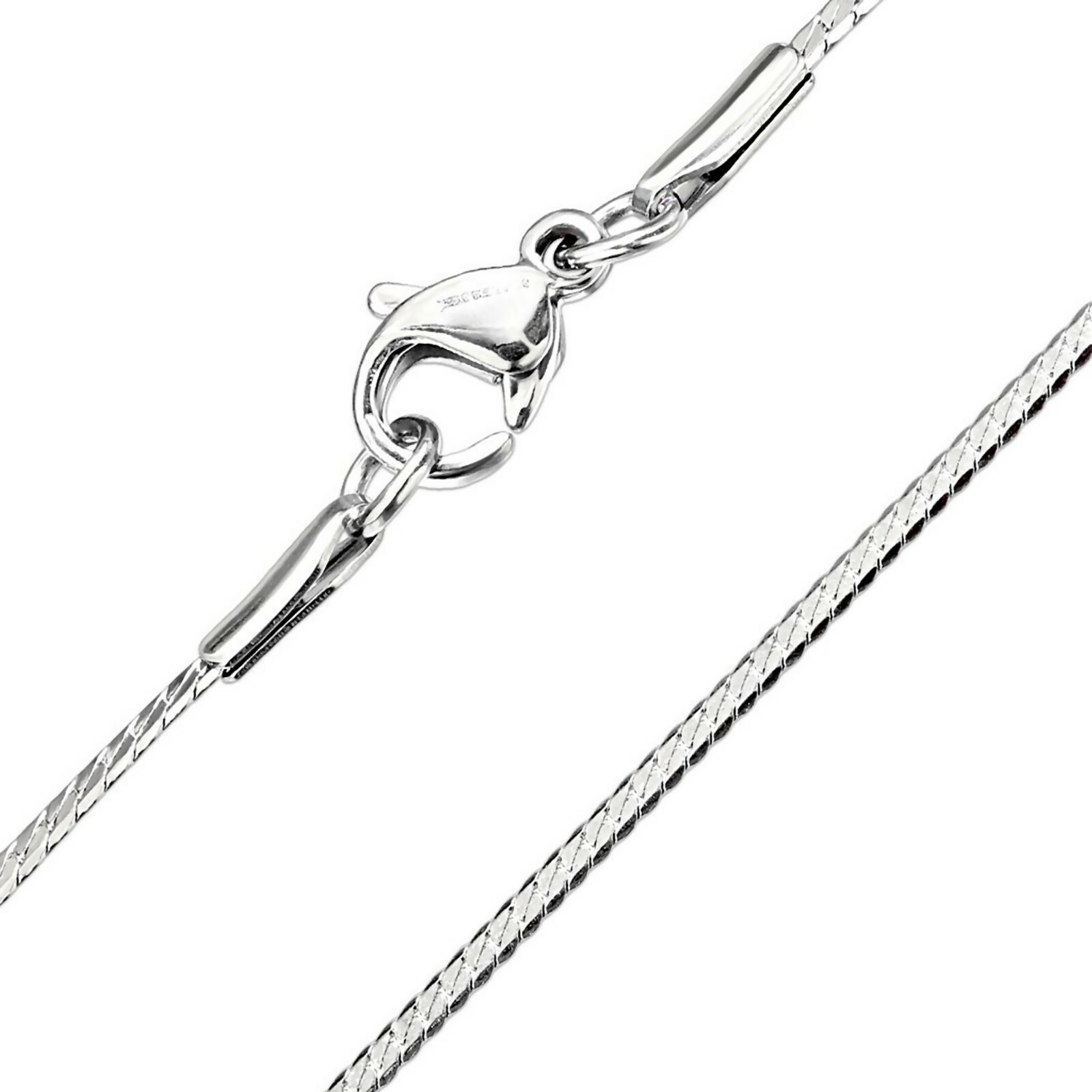 Womens Silver Stainless Steel Herringbone Chain Necklace 1.7mm 18-inch