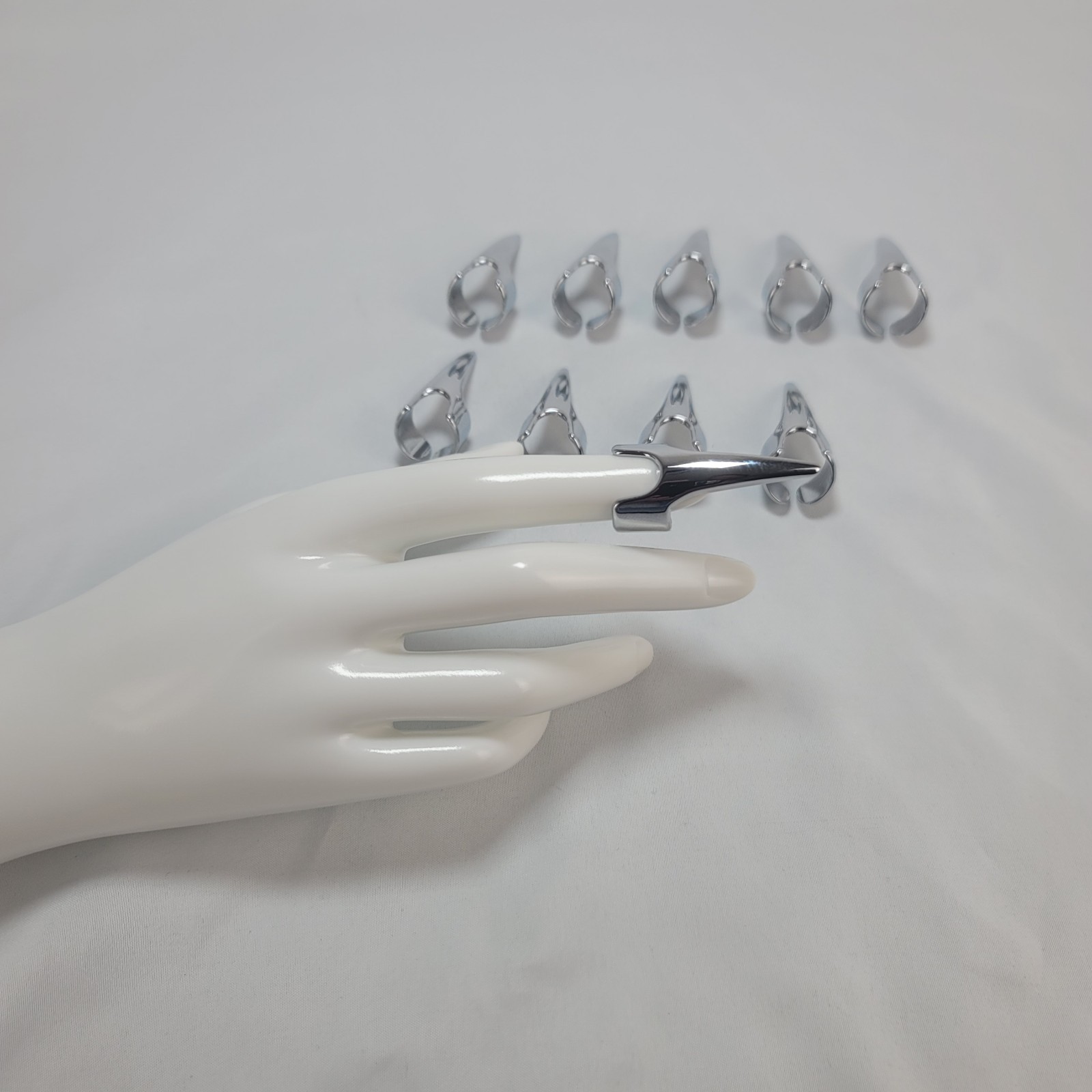 10pc Stainless Steel Claw Rings Gothic Witch Vampire Cosplay Nail Set
