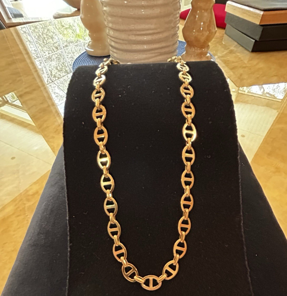 18K Gold PVD Stainless Steel, oval & bar Link Chain Necklace. Waterproof 💦