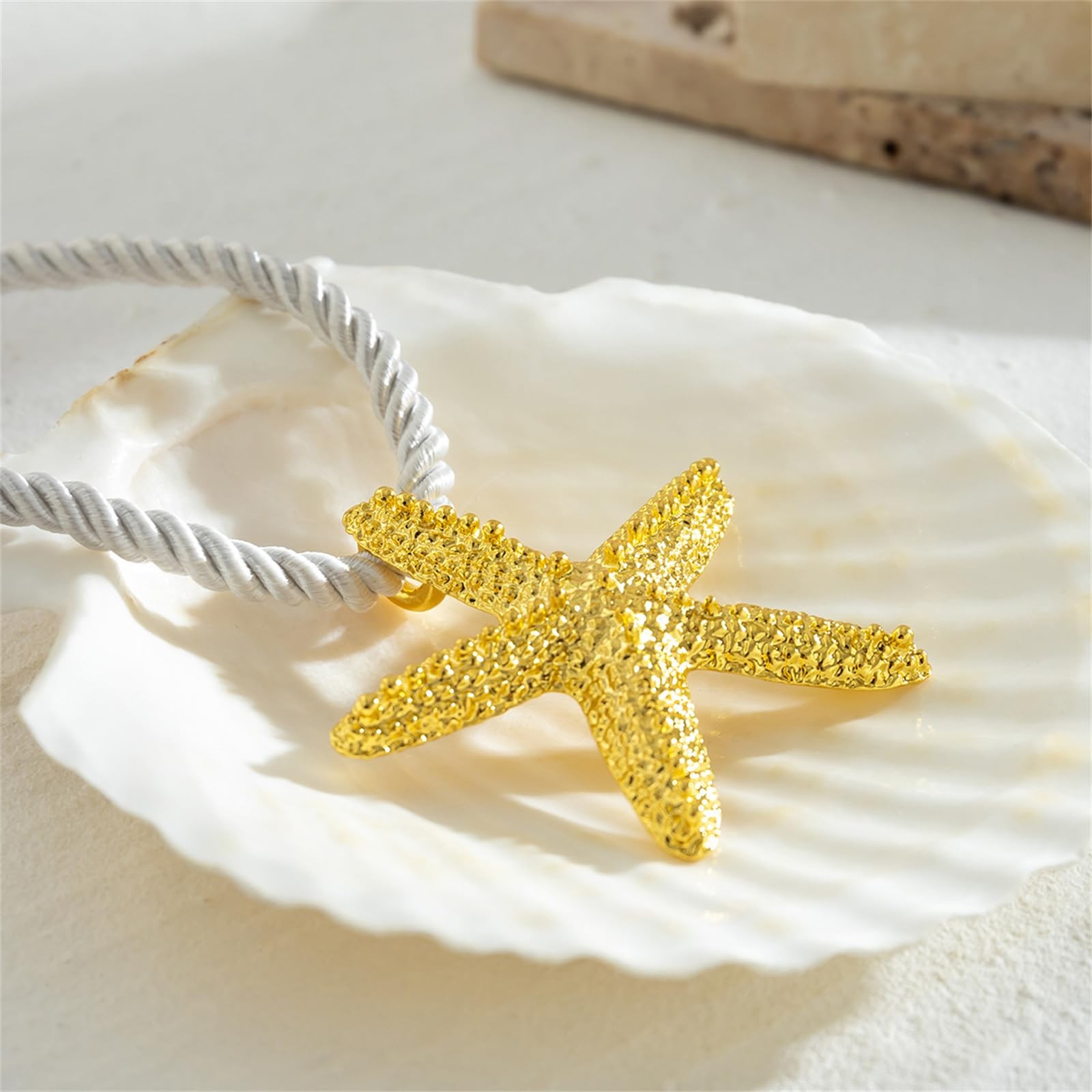 Starfish Fringe Necklace,Boho Layered Starfish Pendant Choker White Velvet Ne…