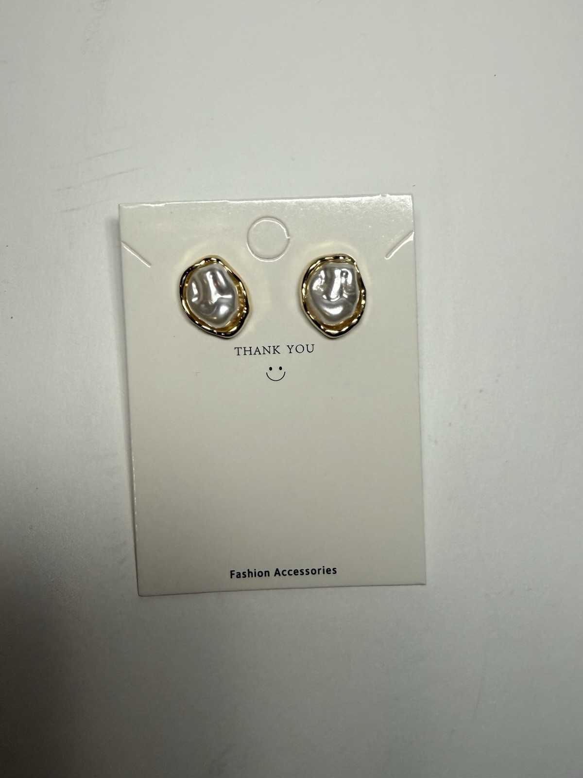 Round Pearl Earrings Irregular Gold Tone Metal Side Boho Jewelry 1 Pair