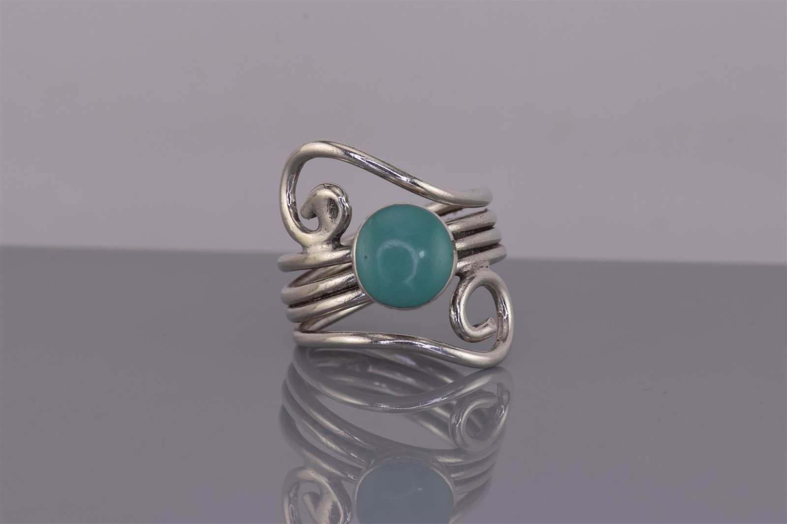 Sterling Silver 26mm Blue Turquoise Spiraled Wrap Around Band Ring 9g 925 Sz: 8