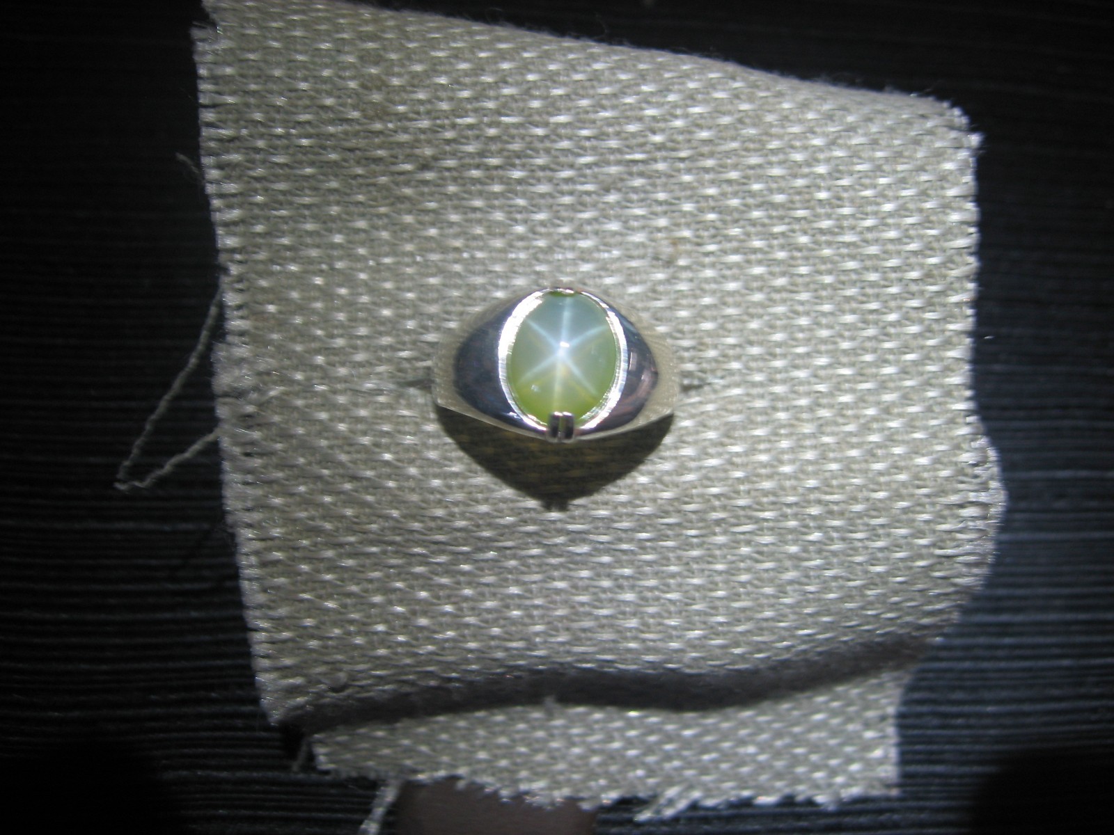 9X11M TRANSLUCENT SIGNED FERN GREEN LINDE STAR SAPPHIRE RING .925 STERLING SZ 9
