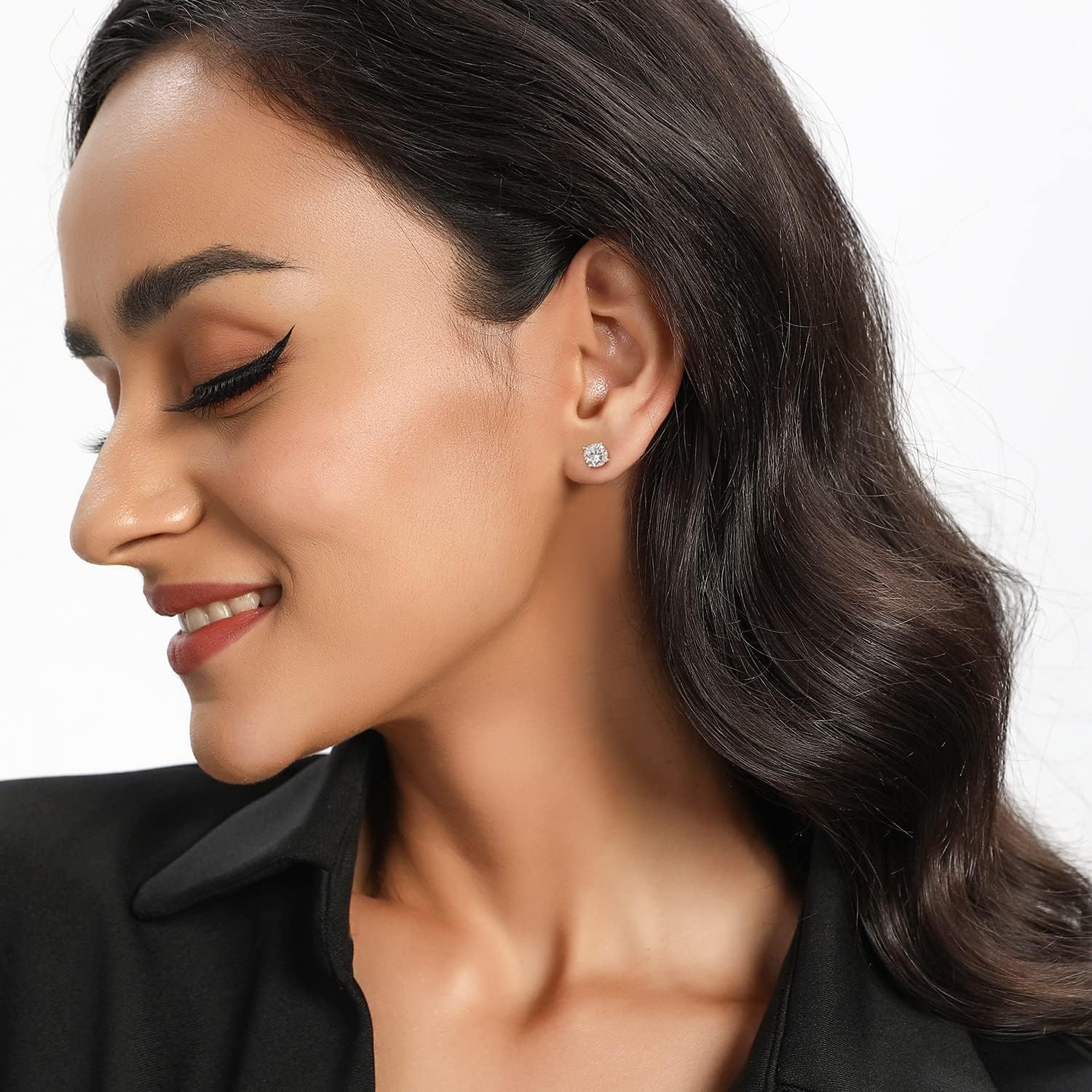 Titanium Stud Earrings Set Hypoallergenic Cubic Zirconia Round Surgical Stain…