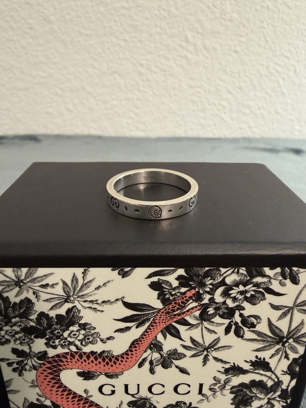 Brand New Gucci Ghost Sterling Silver 925 Costume Ring Size 19 (US 8.75)