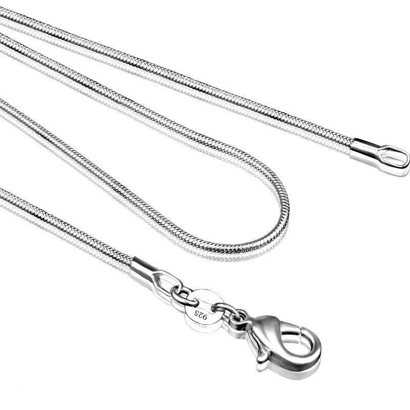 925 sterling solid Silver Plated 1mm snake chain Necklace 16/18/20/22/24inch