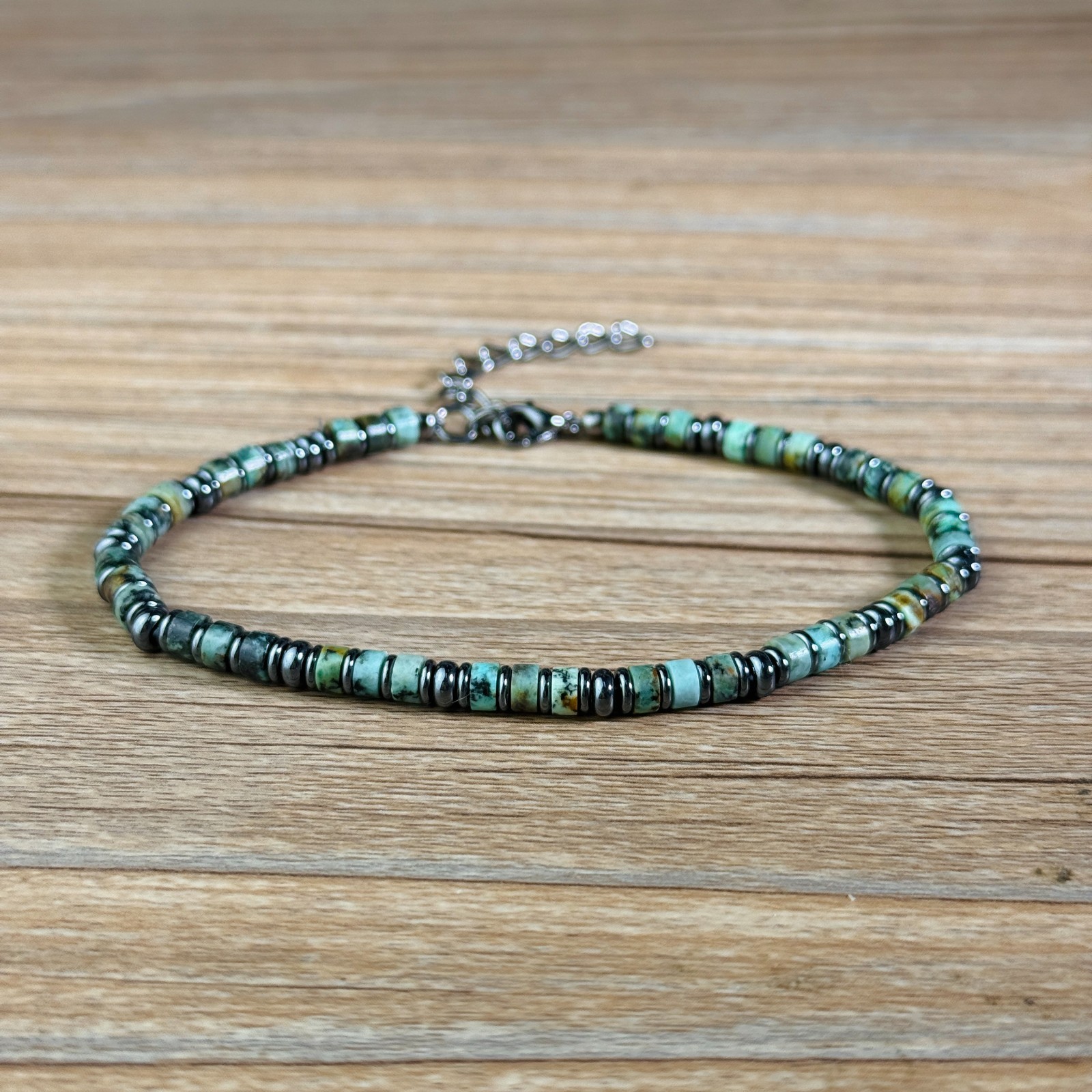 Natural Turquoise Hematite Bracelet Minimalist Men Jewelry Healing Energy Gifts