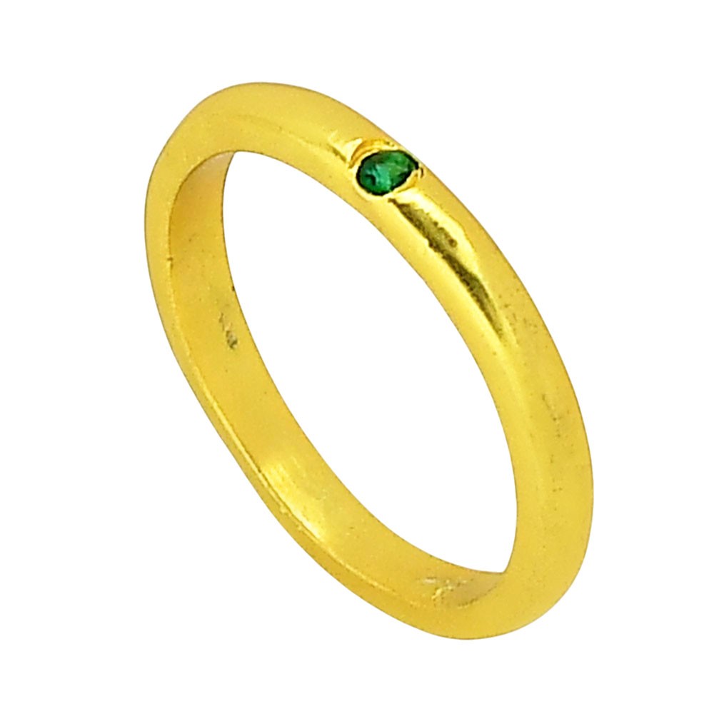 18K Gold Plated Natural Green Tourmaline Ring s.6.5 Jewelry TR01448