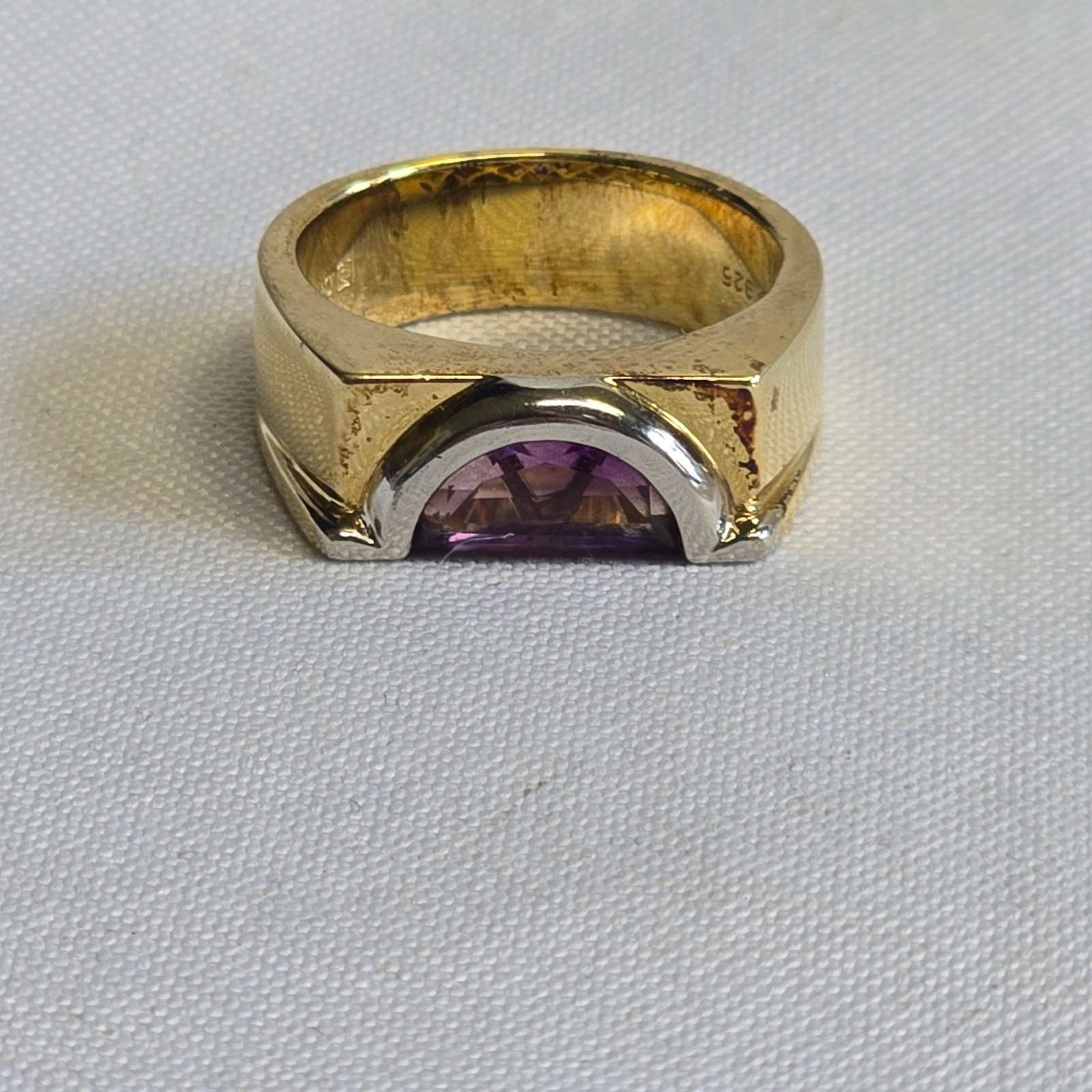 Sterling Silver Gold Vermeil Ring 9.61g Jewelry Size 10 Amethyst Color *READ*