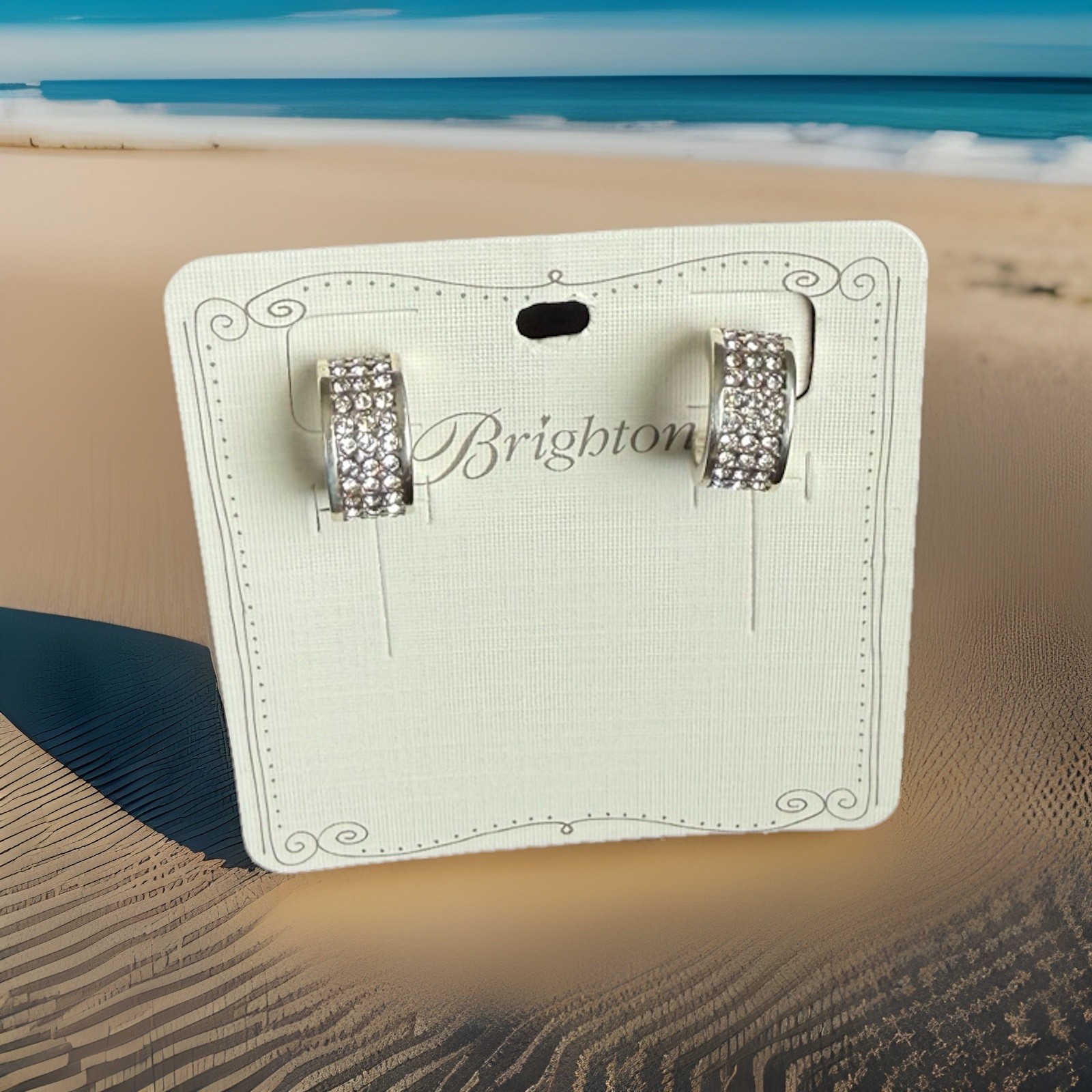 Brighton Earrings Meridian Zenith Hoop Silver Crystal NWT