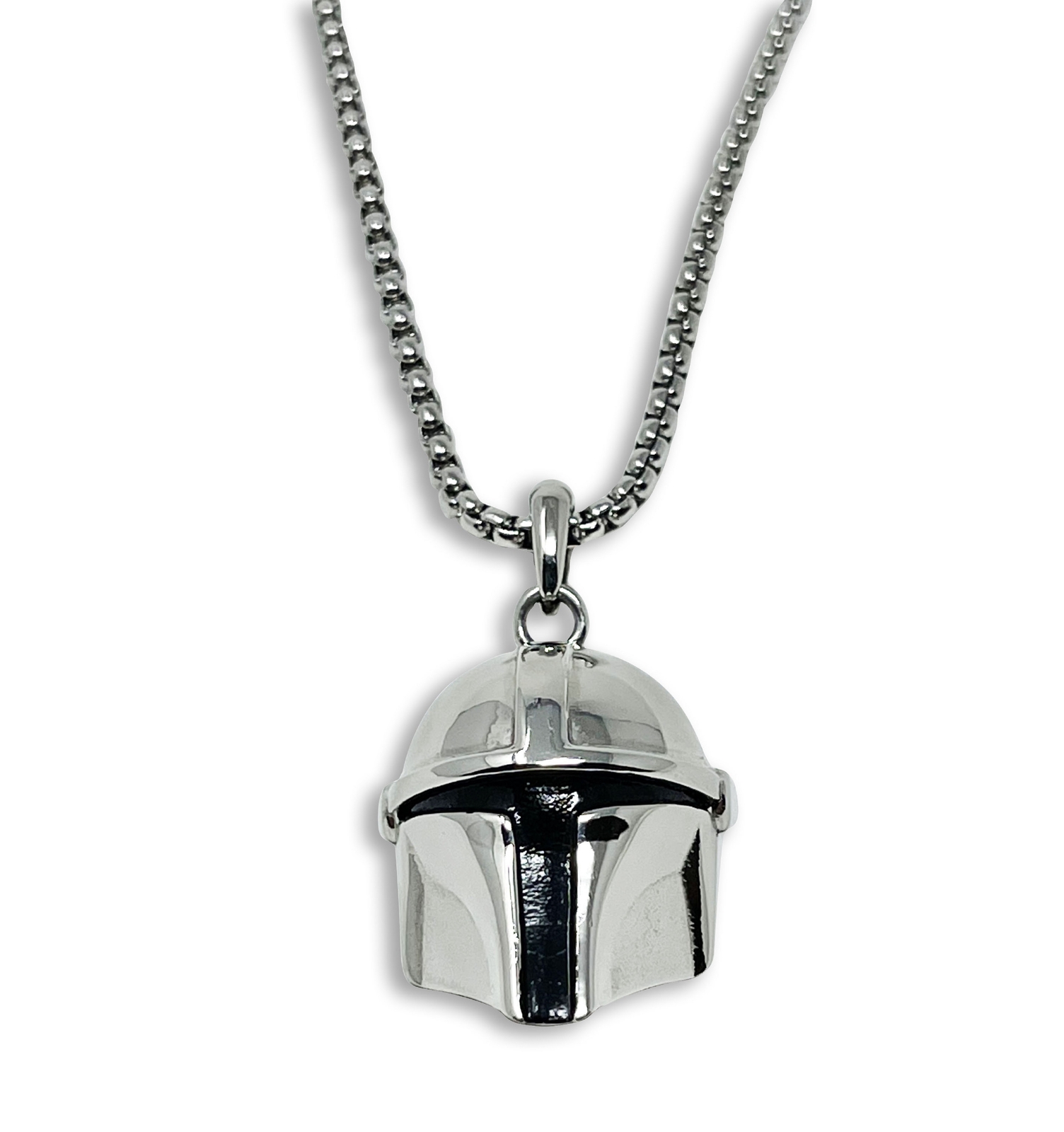 Official STAR WARS MANDALORIAN Helmet STAINLESS STEEL 3D Pendant Necklace, 22cm