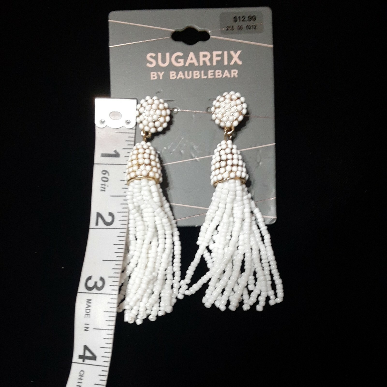 Authentic Sugarfix by Baublebar Beaded Tassel Earrings – New – WHITE