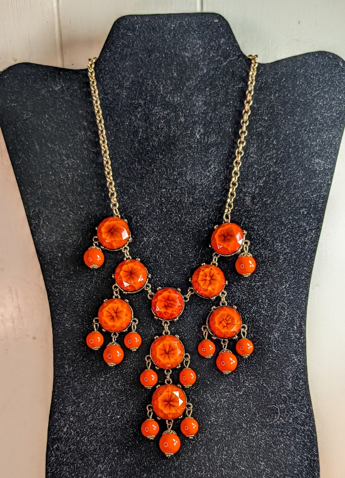 Beautiful Eye Catching Orange Formal, Casual, And Perfect Homecoming Necklace