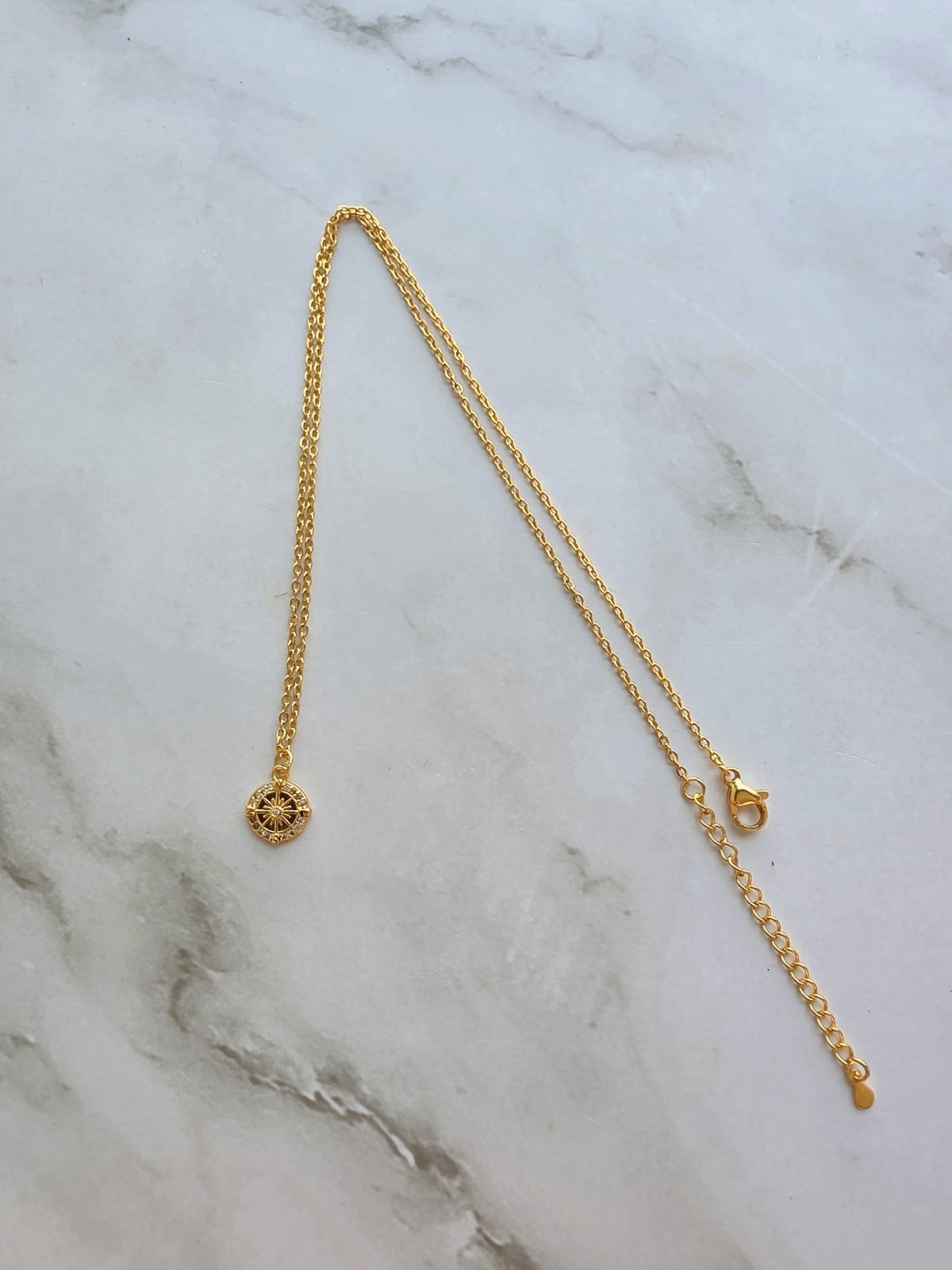 Compass Necklace 18K Gold Plated North Star Pendant CZ Celestial Gift for Women