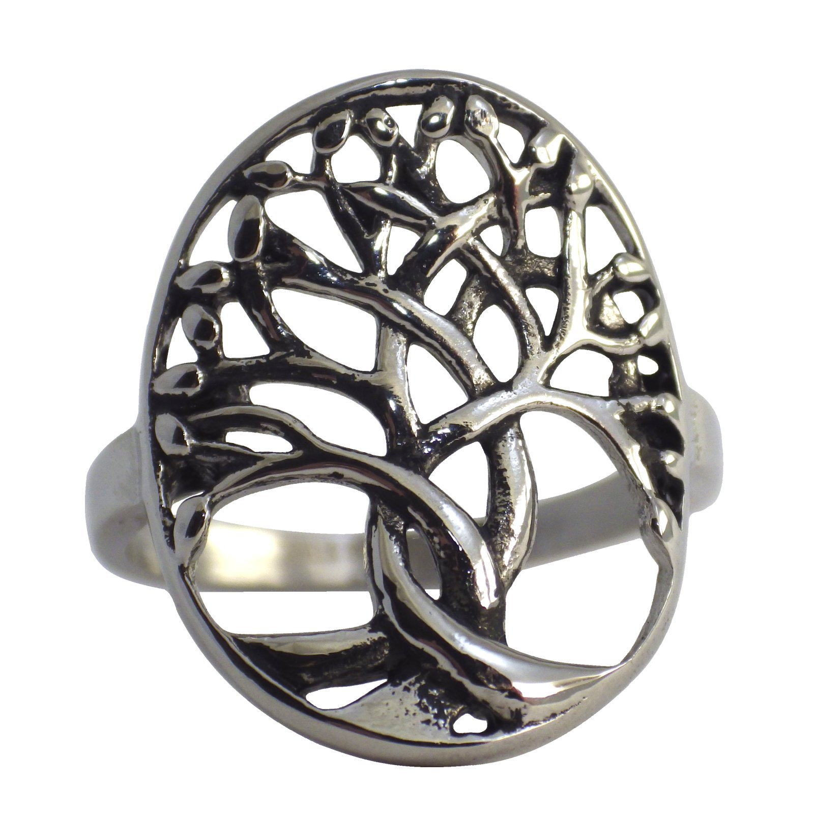 Yggdrasil Celtic Tree of Life Ring Womens Stainless Steel Viking Band Sizes 6-10