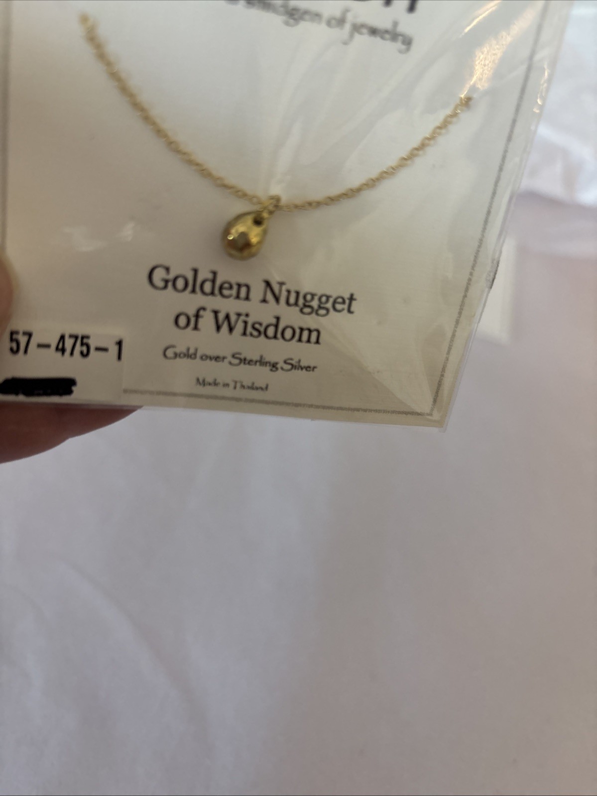 Skosh Necklace Nugget Of Wisdom Gold Over Sterling Silver New Adjustable 17”