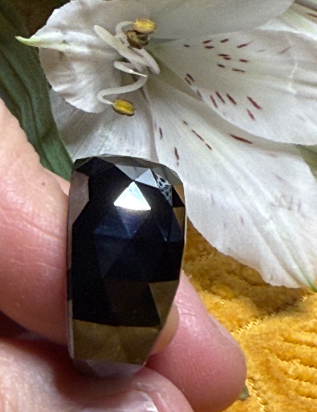 Swarovski Nirvana Faceted Reflective Jet Black Crystal Statement Ring
