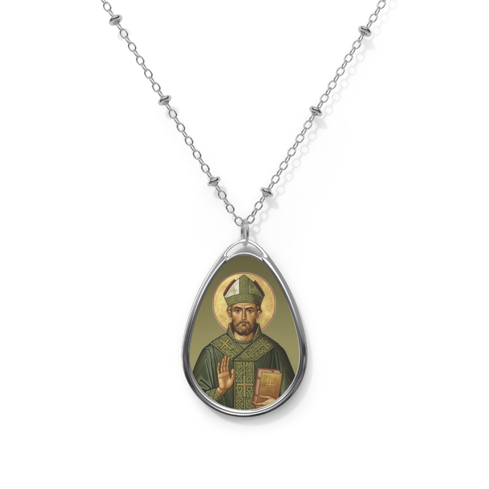 Saint Malachy Armagh, Oval Pendant Necklace, Christian Gift