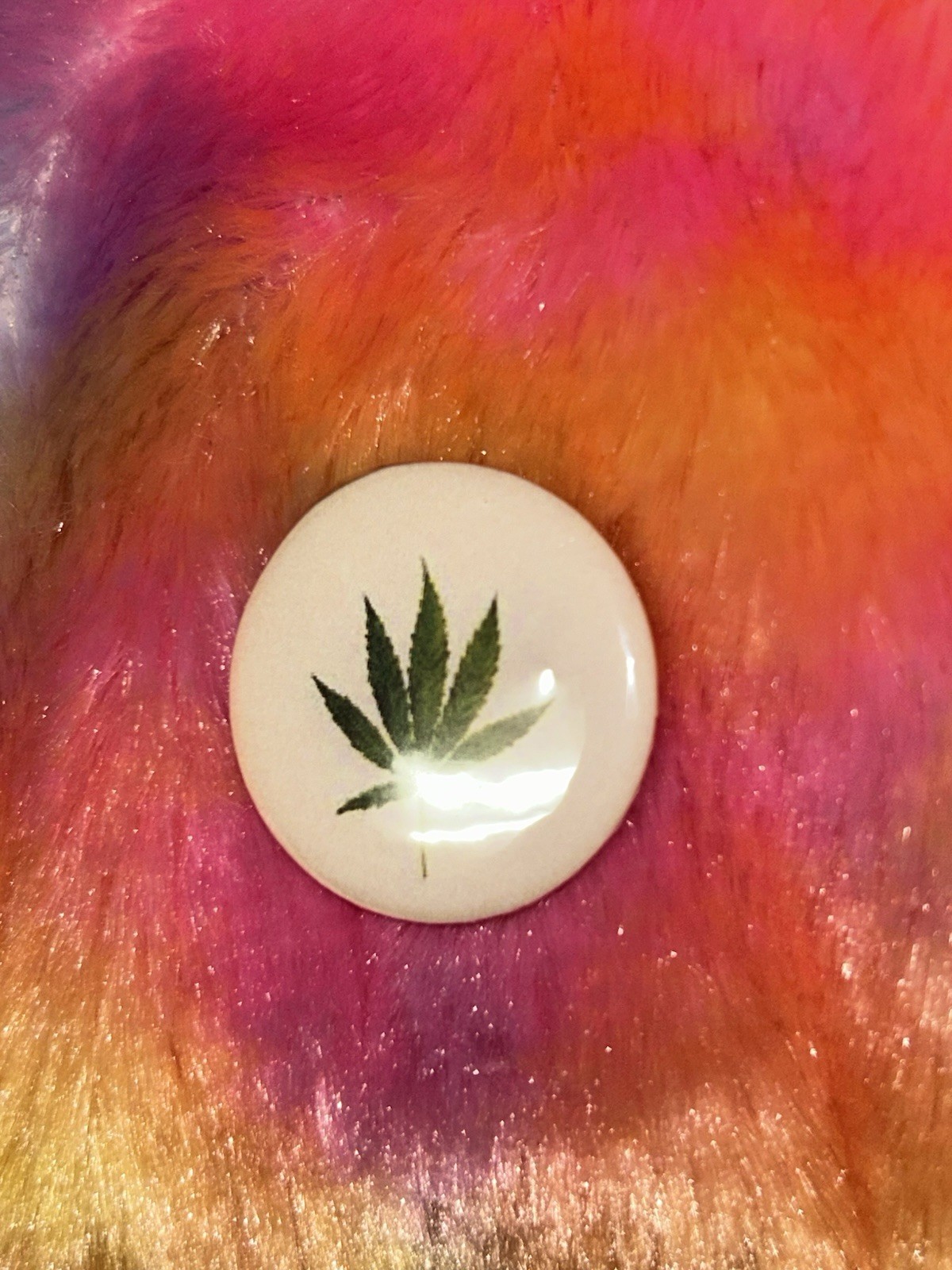 Weed Marijuana Hemp Leaf Green And White Pin Button Badge Punk Accessory Brooch