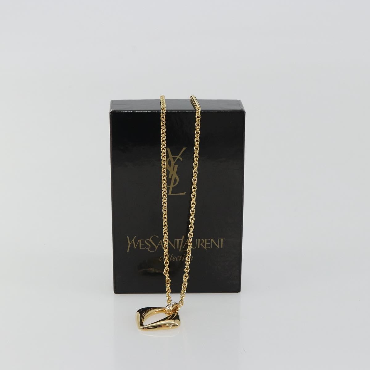 SAINT LAURENT Necklace Metal Gold Tone Auth bs35794