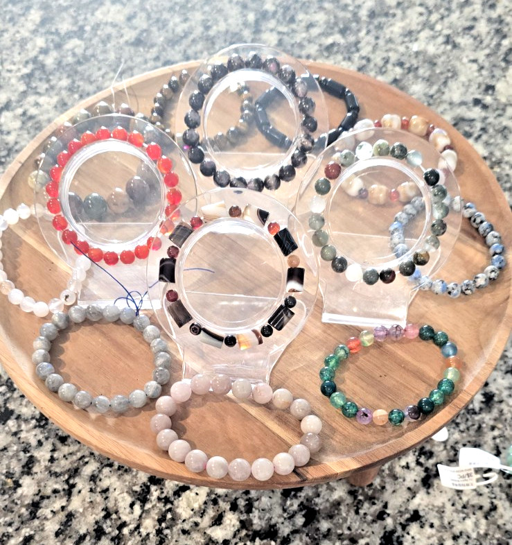 Genuine Crystal Stretch Bracelet Set of 3 8mm Round Natural Stone Healing Bead