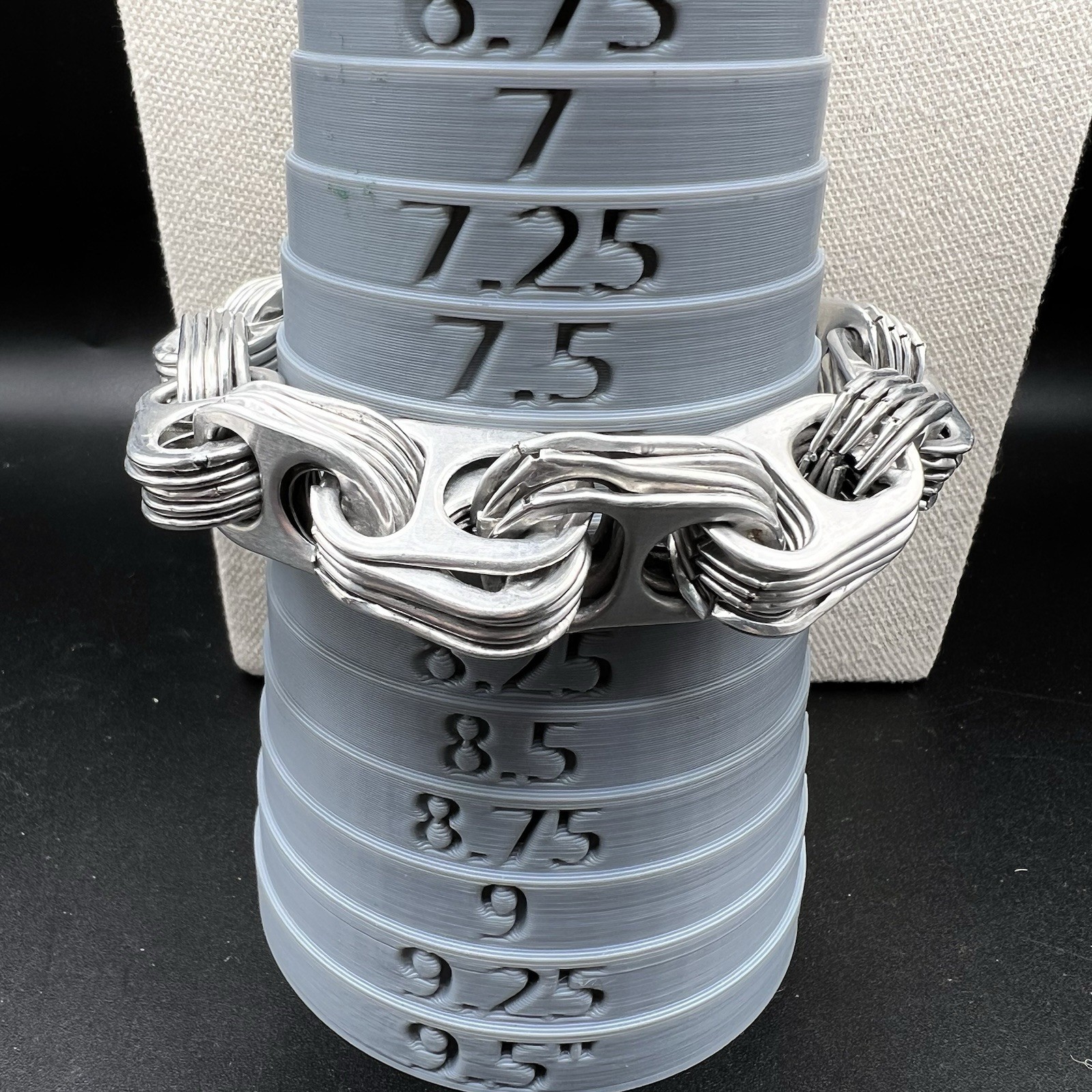 Chunky Silver Tone Link Bracelet Bold Modernist Industrial Cable Style 7.5 Inch