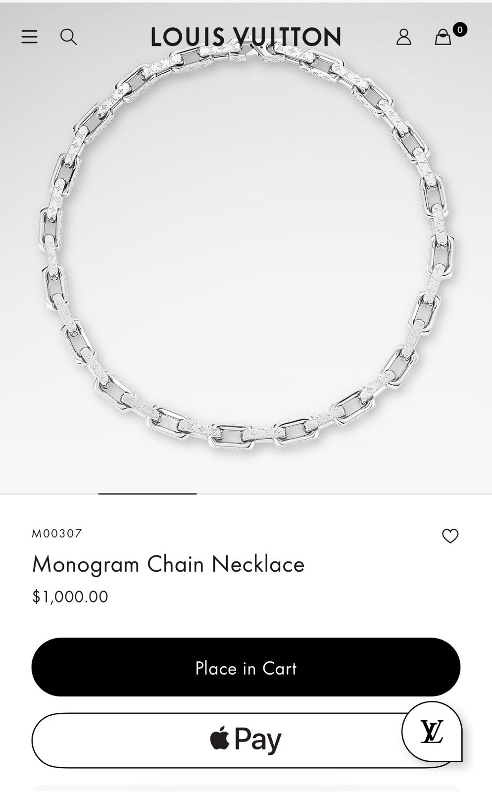 Louis Vuitton Collier Monogram Bar Link Chain Necklace