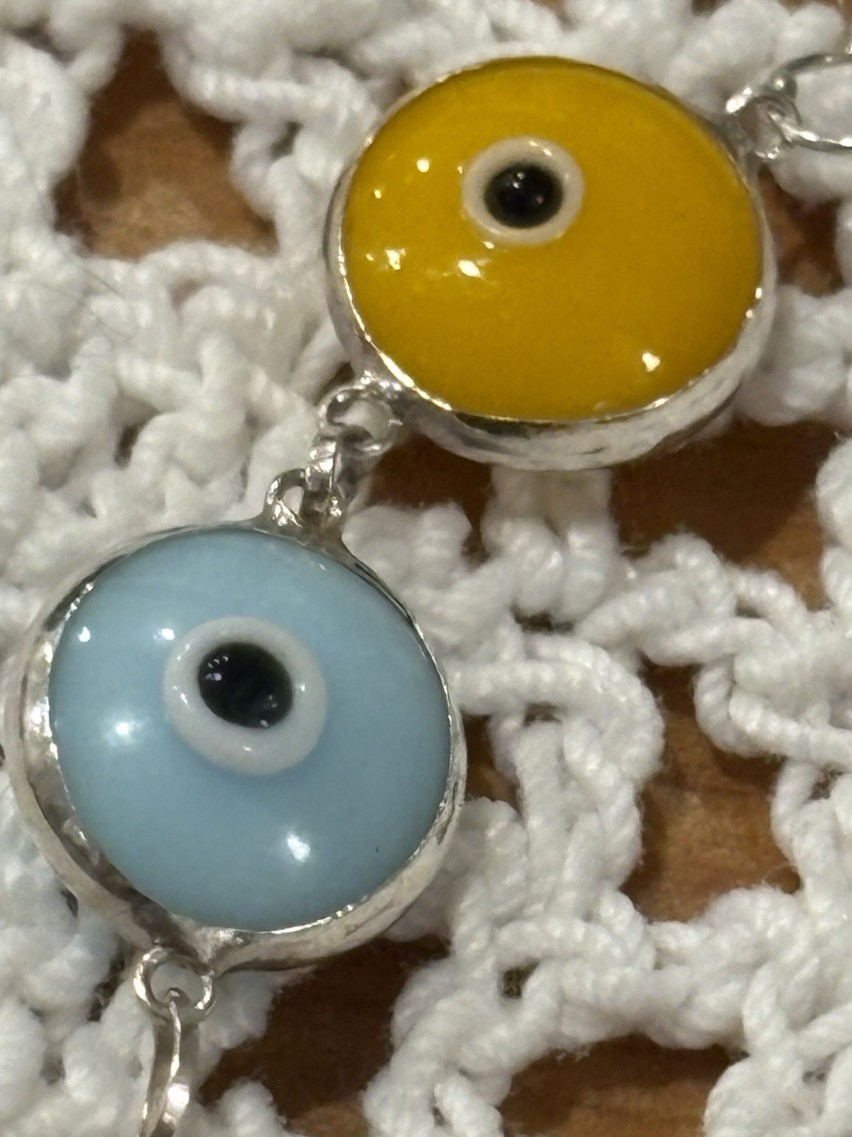 Multi Color Evil Eye Good Luck Bracelet Real 925 Sterling Silver 7.5 Inches