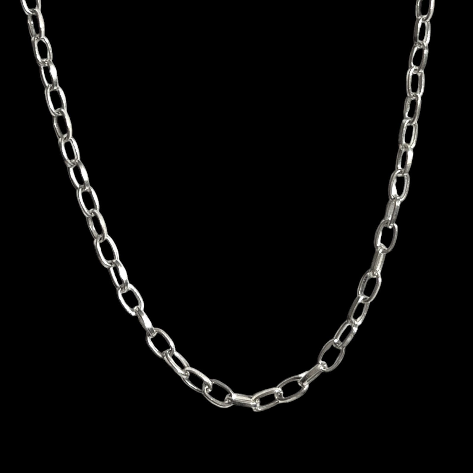 Silver Tone Chain Necklace Paperclip Oval Link 21.5″ Classic Jewelry