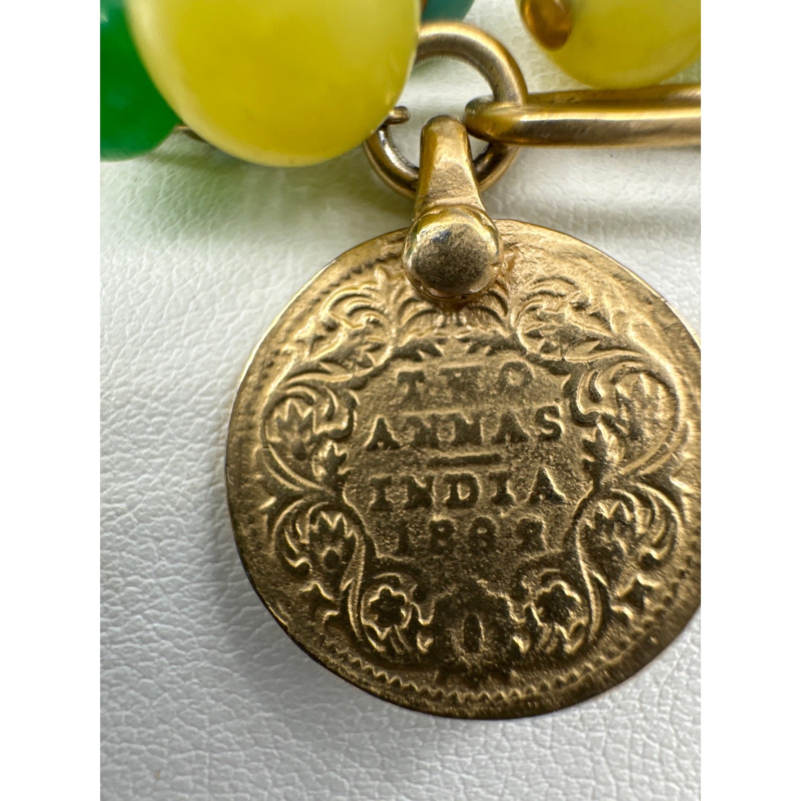 Stella & Dot 44” Beaded Necklace Green Two Anna’s India Charm Layered