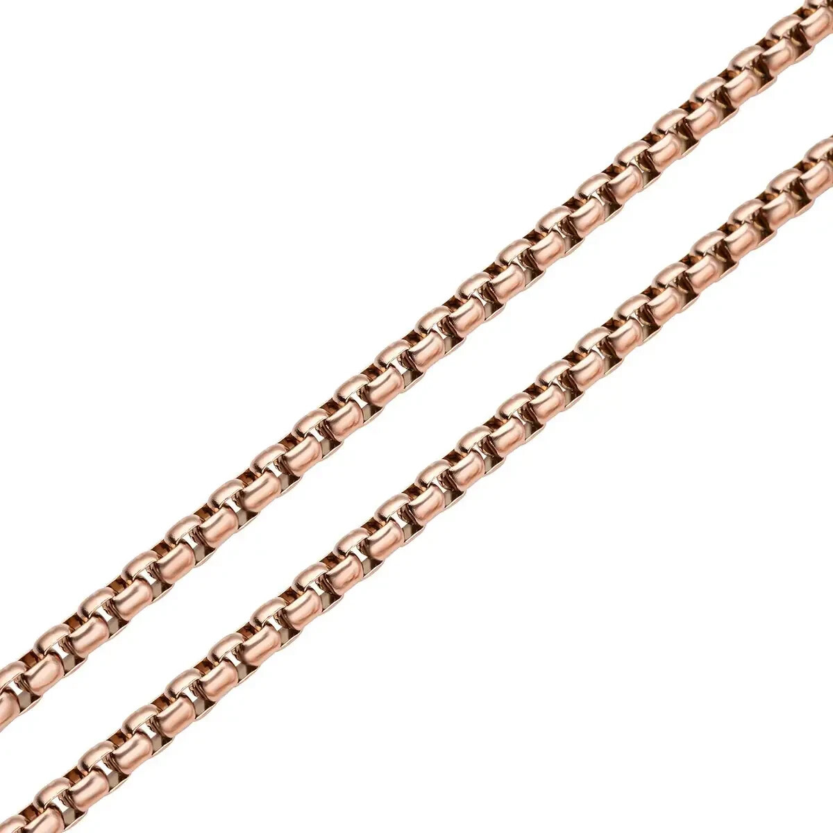 NEW Box Link Necklace Adjustable Ball 18-28 inches Rose Gold Ion Plated BB