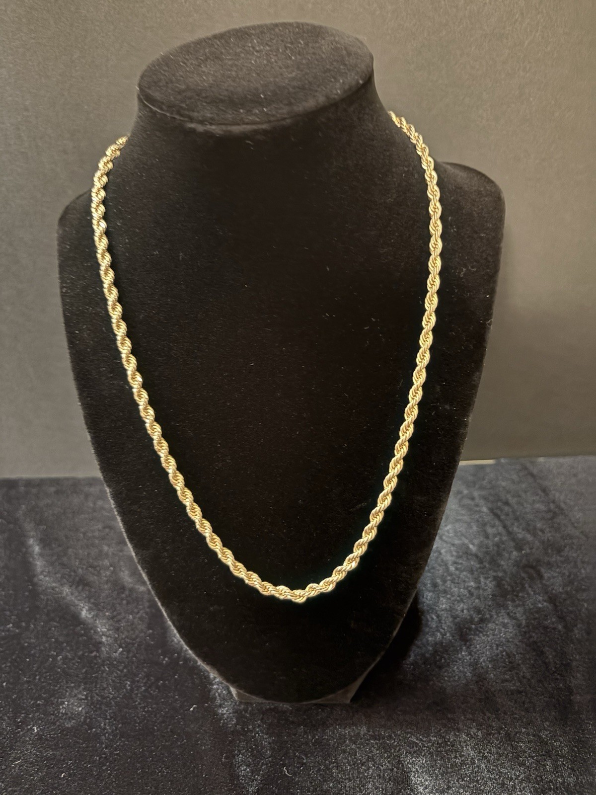 Yellow Gold Plated (See Description) Rope Chain Necklace 20 in Lobster Clasp