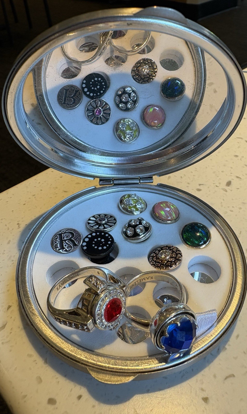 Rare Kameleon JewelPop Collector Set – 10 Pops, 2 Rings (6.5 size) & Mirror Case