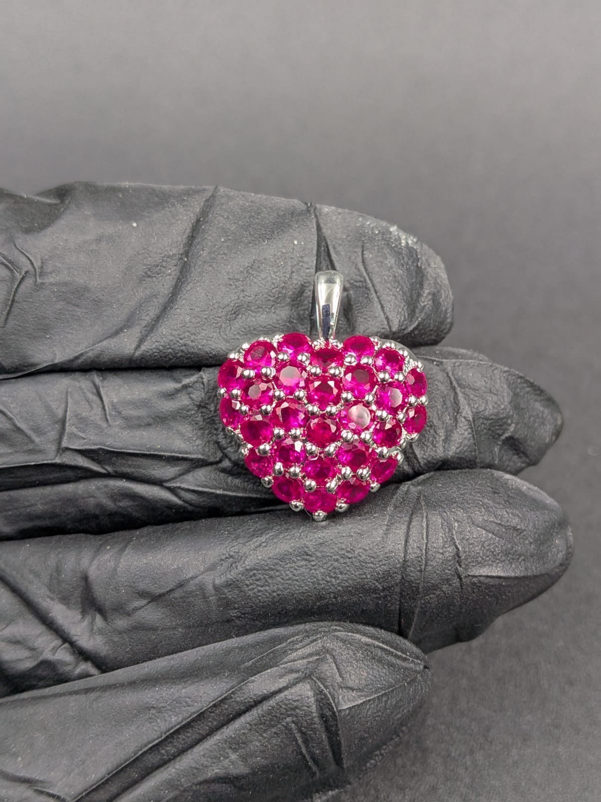 2Ct Round Cut Simulated Pink Ruby Women’s Heart Pendant In 14k White Gold Plated