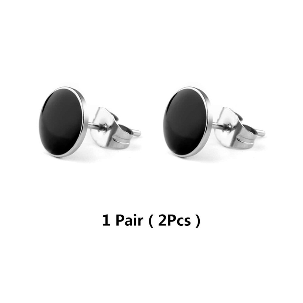 1 Pair Elegant Black Round Stud Earrings Lightweight Minimalist Gothic Hip Hop P