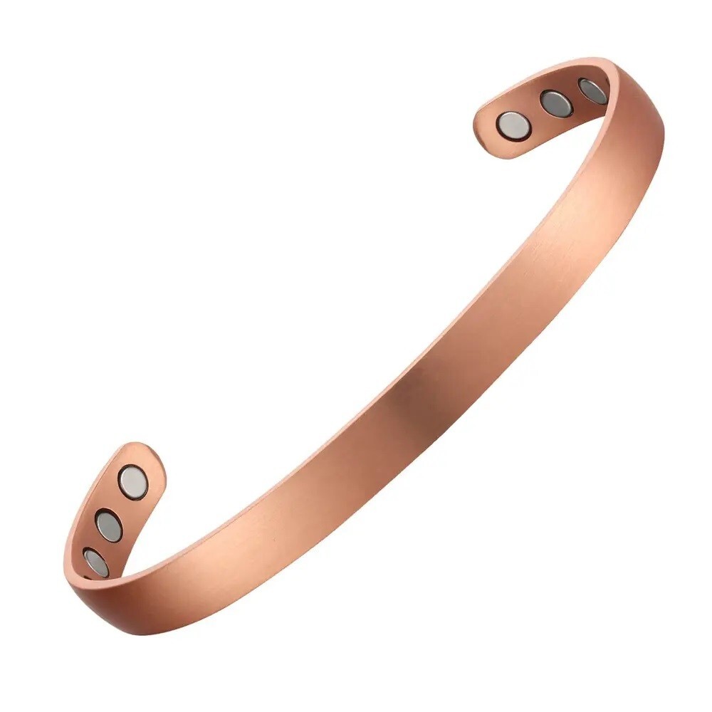 2 Pack Pure Solid Copper Magnetic Bracelet Arthritis Pain Relief Dome Cuff