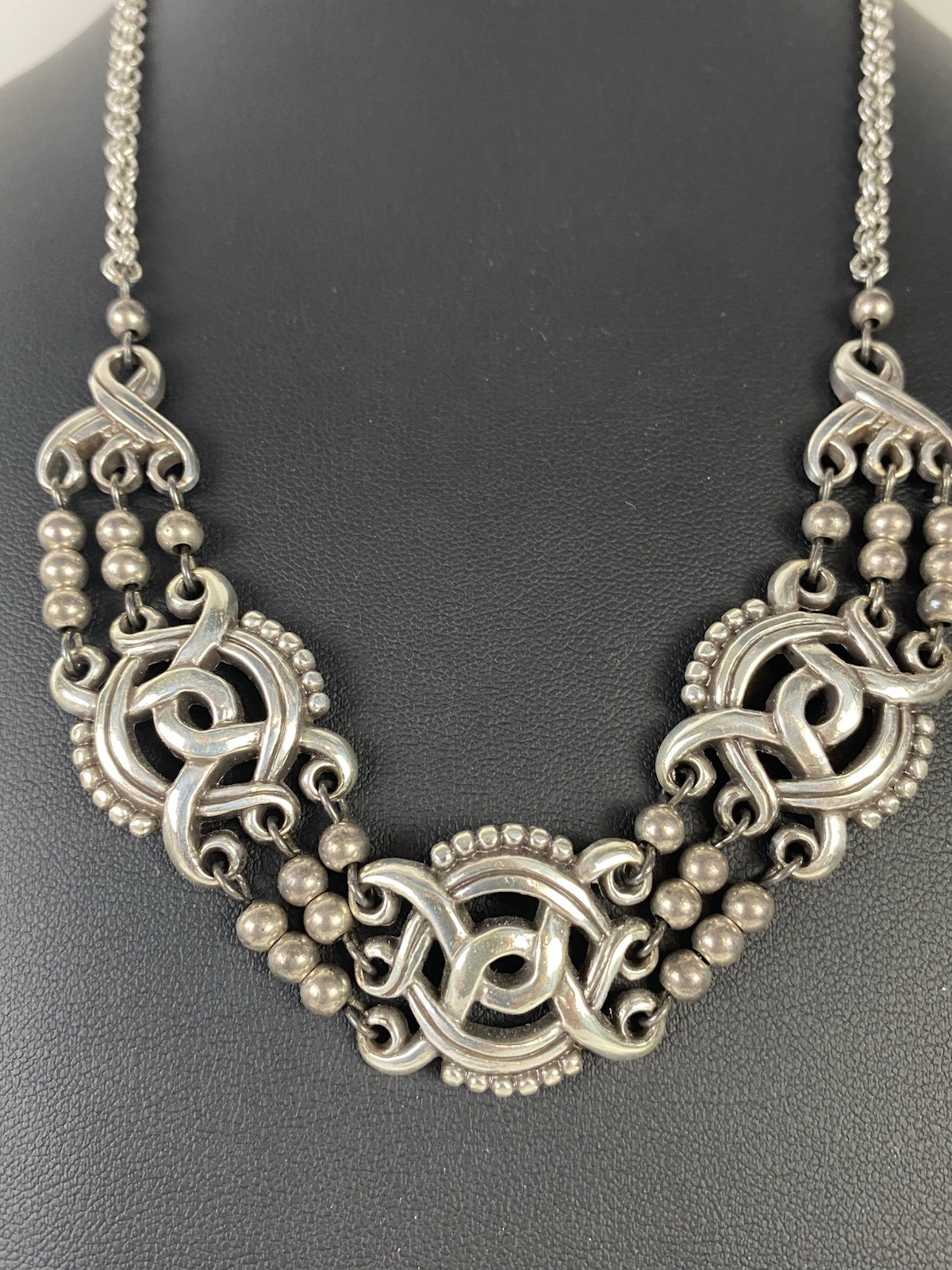 Brighton Rosarita Bib Choker Necklace Ornate Scrollwork Openwork Silver Tone 20”