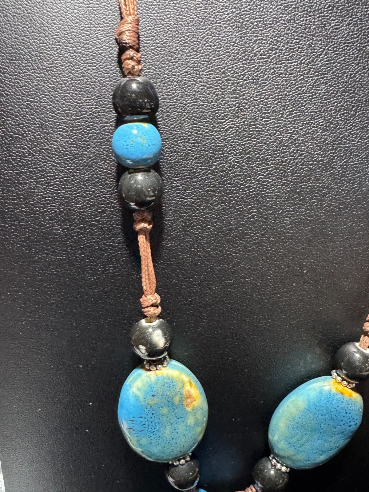 Vintage Natural Glass Flower-glazed Ceramic Beaded Colorful Necklace, Adjustable