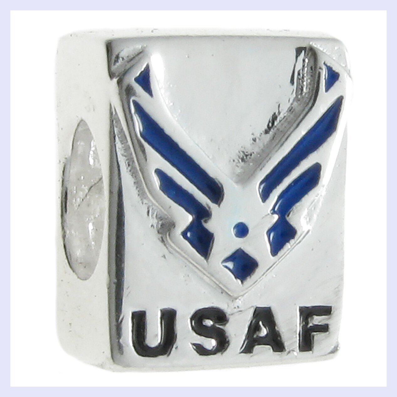 Sterling Silver America US Air Force Patriotic Bead for European Charm Bracelet