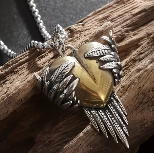 New Catholic Blessing Guardian Angel Wing Love Heart Pendant Necklace Christian
