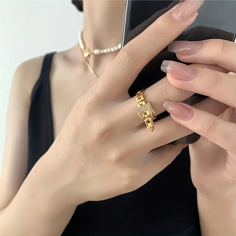1x New Stylish Design Gold Silver Personality Bag Chain Belt Buckle Finger Ring