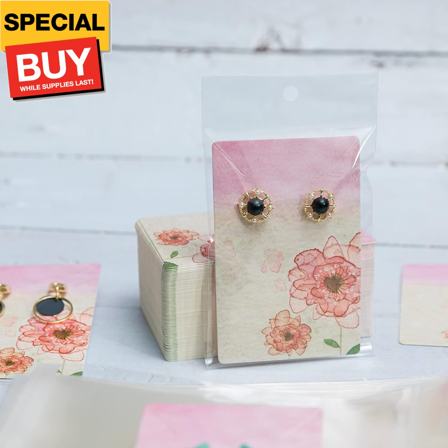 Necklace & Earring Display Cards – Jewelry Packing Holder Cards With Bags – 100P
