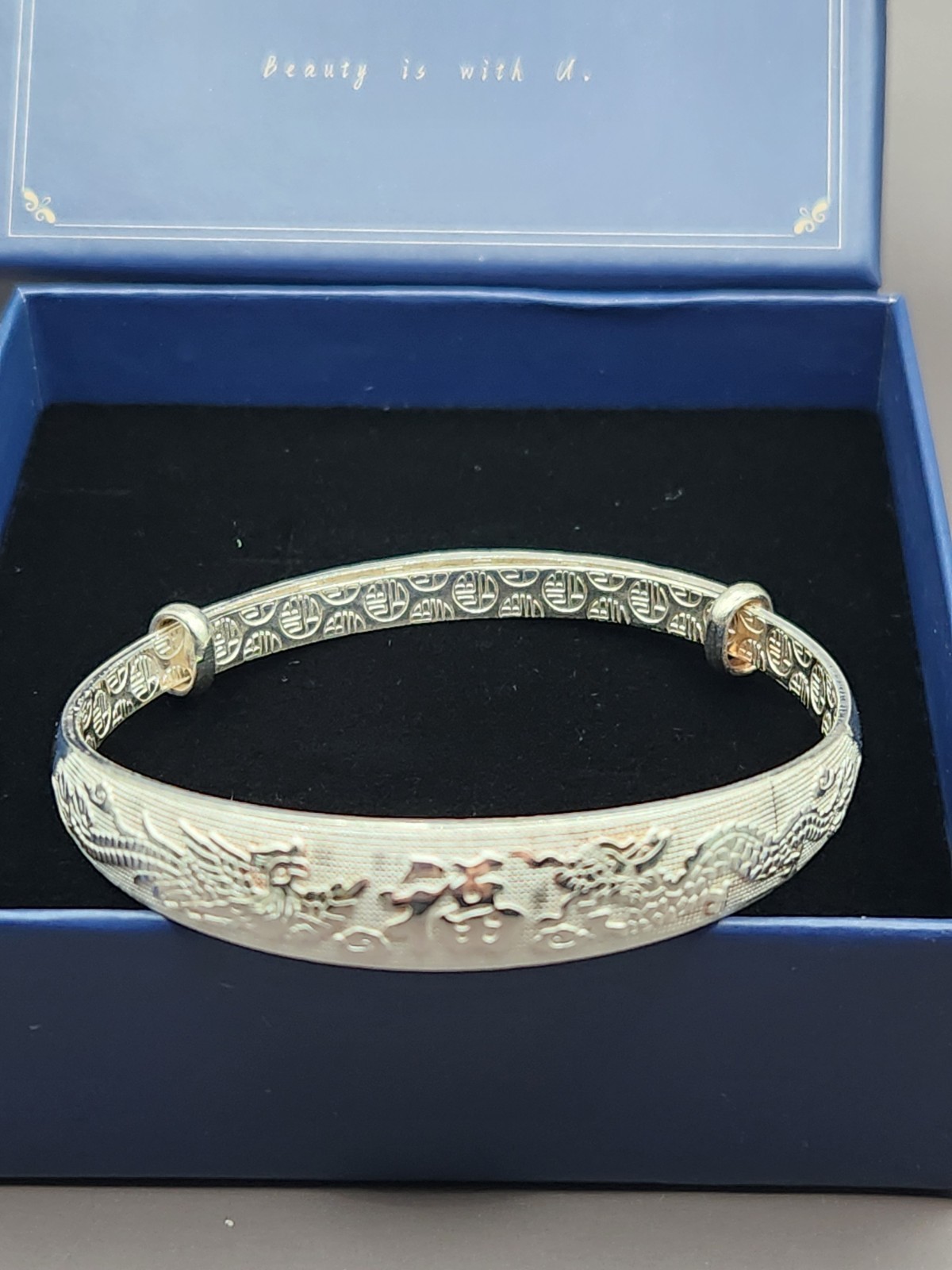 925 Silver Plated Adjustable Bangle Bracelet Women Fashion Jewelry