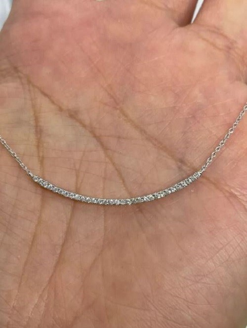 0.80Ct Round Lab Created Diamond Dainty Bar Necklace 14K Yellow Gold Finish